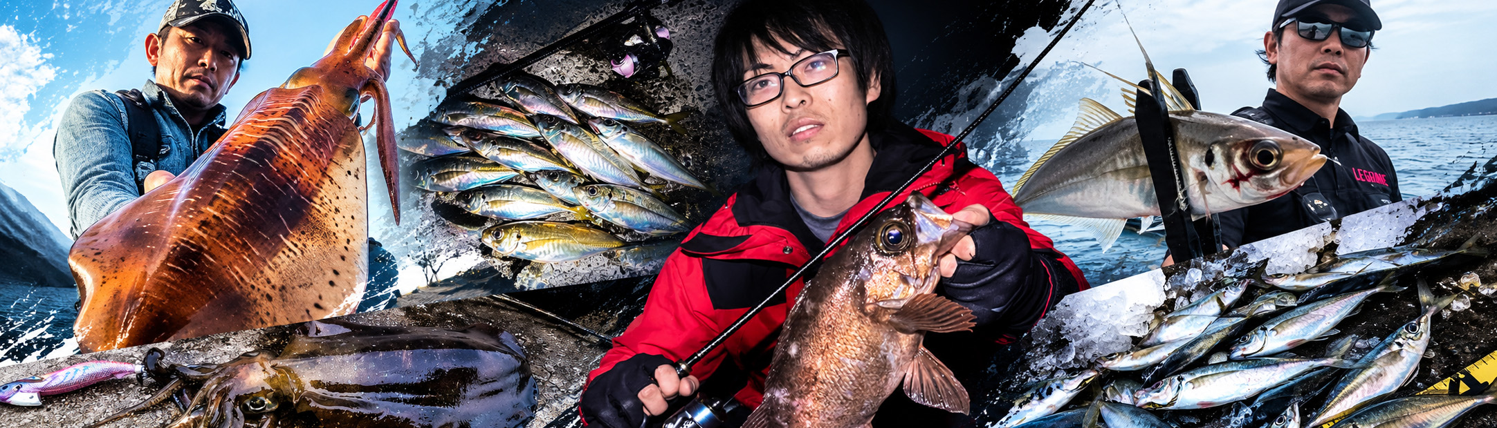 夕日の磯でロッドを振る釣り人